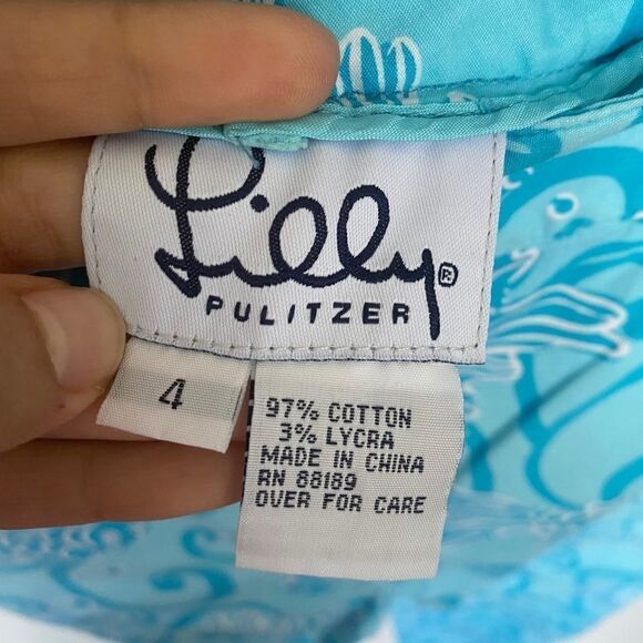 Lilly Pulitzer Blue Koi Fish Pattern Cotton Pants - Picture 4 of 5